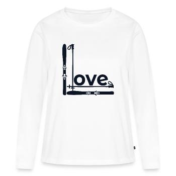 Ski d’Amour d’Hiver - T-shirt manches longues Premium bio Femme - blanc - Devant - Julia (174cm)