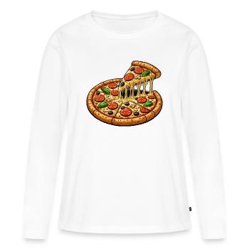 Pizza Motif - T-shirt manches longues Premium bio Femme - blanc - Devant - Julia (174cm)