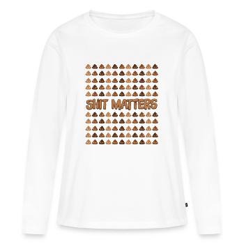 Ce qui compte : Schéma de selles - T-shirt manches longues Premium bio Femme - blanc - Devant - Julia (174cm)