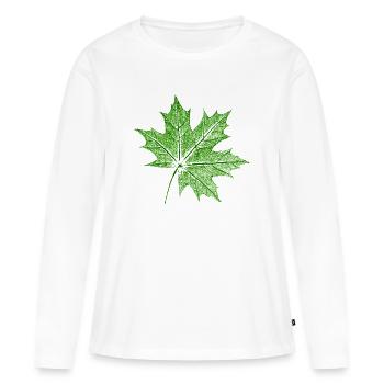 Blatt Ahorn / Ahornblatt - Frauen Premium Bio Langarmshirt - Weiß - Vorne - Julia (174cm)