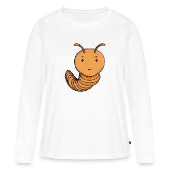Mignonne Chenille Pourpre Pourpre Joyeuse Kawaii - T-shirt manches longues Premium bio Femme - blanc - Devant - Julia (174cm)
