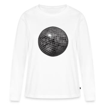 Sphère géométrique à paillettes - T-shirt manches longues Premium bio Femme - blanc - Devant - Julia (174cm)
