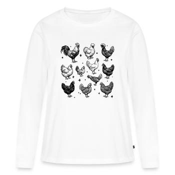 Hühner Tattoo Design im 90er Jahre  Vintage Style - Frauen Premium Bio Langarmshirt - Weiß - Vorne - Julia (174cm)