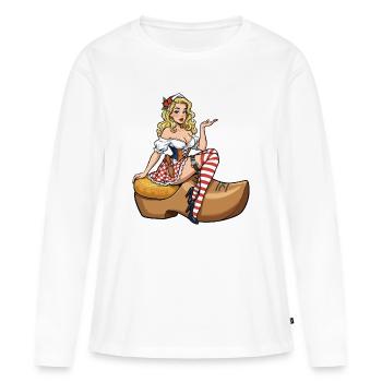 Pin-up hollandaise en sabot - T-shirt manches longues Premium bio Femme - blanc - Devant - Julia (174cm)