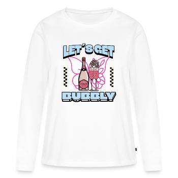 On devient Pétillant – Vibrations Prosecco Spritz, enterrement de vie de garçon - T-shirt manches longues Premium bio Femme - blanc - Devant - Julia (174cm)
