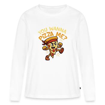 Tu veux me pizza, nourriture drôle, humour à jeux de mots, - T-shirt manches longues Premium bio Femme - blanc - Devant - Julia (174cm)