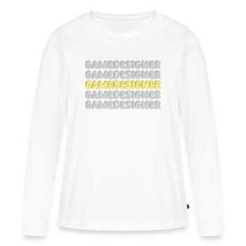 Concepteur de jeux de travail - T-shirt manches longues Premium bio Femme - blanc - Devant - Julia (174cm)