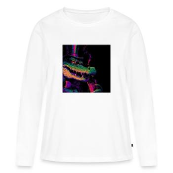 Neon Gentleman Crocodile with Top Hat & Drink - Women's Premium Organic Long Sleeve Shirt - white - Front - Julia (174cm)