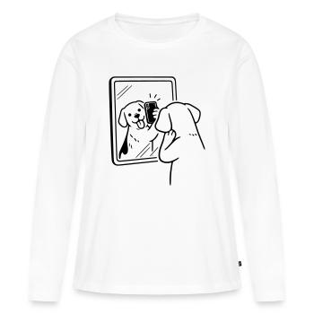 Chien Selfie Chien - T-shirt manches longues Premium bio Femme - blanc - Devant - Julia (174cm)