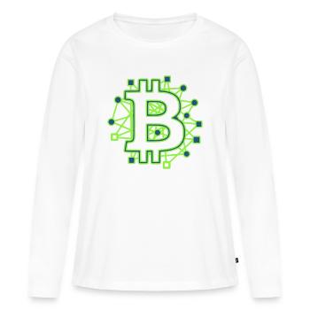Crypto technologique de circuit de circuit Bitcoin - T-shirt manches longues Premium bio Femme - blanc - Devant - Julia (174cm)