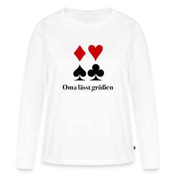 Greetings from Grandma – Skat Insider Saying - Women's Premium Organic Long Sleeve Shirt - white - Front - Julia (174cm)