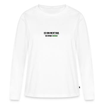 Je ne suis pas paresseux, j’économise de l’énergie - T-shirt manches longues Premium bio Femme - blanc - Devant - Julia (174cm)