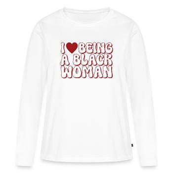 Proud Black Woman Bubble Letter Design - Women's Premium Organic Long Sleeve Shirt - white - Front - Julia (174cm)