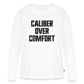 Calibre avant confort – Porte dissimulé conformément à la 2e V - T-shirt manches longues Premium bio Femme - blanc - Devant - Julia (174cm)