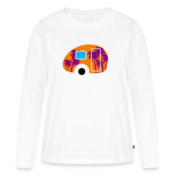 Caravane Palmiers Vacances en mer du Sud Camping Fan de caravane - T-shirt manches longues Premium bio Femme - blanc - Devant - Julia (174cm)