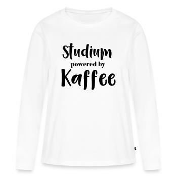 Studium powered by Kaffee - Frauen Premium Bio Langarmshirt - Weiß - Vorne - Julia (174cm)