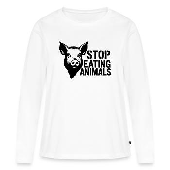 Schweinekopf Protest Stoppt Tieressen - Frauen Premium Bio Langarmshirt - Weiß - Vorne - Julia (174cm)