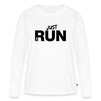 COURS, COURS MAINTENANT ! RÉSOLUS, JOGGING FITNESS FIT - T-shirt manches longues Premium bio Femme - blanc - Devant - Julia (174cm)