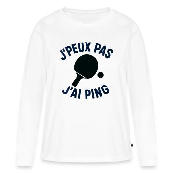Ich kann nicht, ich ping. - Frauen Premium Bio Langarmshirt - Weiß - Vorne - Julia (174cm)