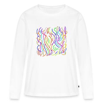 Farbströme auf nix - Frauen Premium Bio Langarmshirt - Weiß - Vorne - Julia (174cm)