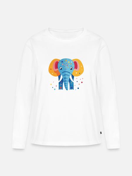 Bunter Elefantenkonfetti - Frauen Premium Bio Langarmshirt - Weiß