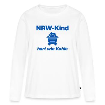 NRW-KIND: HART WIE KOHLE! GLÜCK AUF, NRW, RUHR - Frauen Premium Bio Langarmshirt - Weiß - Vorne - Julia (174cm)