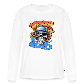 Schädel Rentner 2026 Neon Graffiti Pop-Art  - Frauen Premium Bio Langarmshirt - Weiß - Vorne - Julia (174cm)