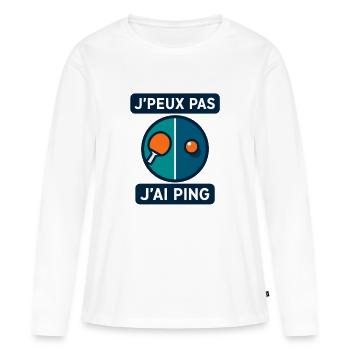 Ich kann nicht, ich ping. - Frauen Premium Bio Langarmshirt - Weiß - Vorne - Julia (174cm)