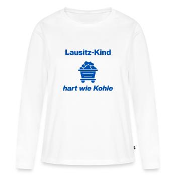 LAUSITZ-RACE : DURE COMME LE CHARBON ! - T-shirt manches longues Premium bio Femme - blanc - Devant - Julia (174cm)