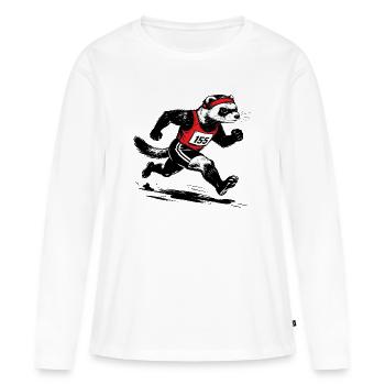 Furet courant en rouge - T-shirt manches longues Premium bio Femme - blanc - Devant - Julia (174cm)