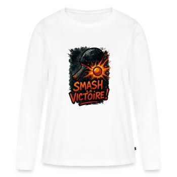 Smash la victoire ! Ping Pong - T-shirt manches longues Premium bio Femme - blanc - Devant - Julia (174cm)