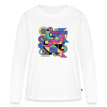 Memphis Geometrie Farbenspiel - Frauen Premium Bio Langarmshirt - Weiß - Vorne - Julia (174cm)