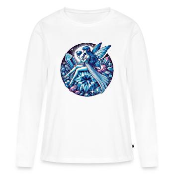 Fée de Cristal sur des Cristaux - T-shirt manches longues Premium bio Femme - blanc - Devant - Julia (174cm)