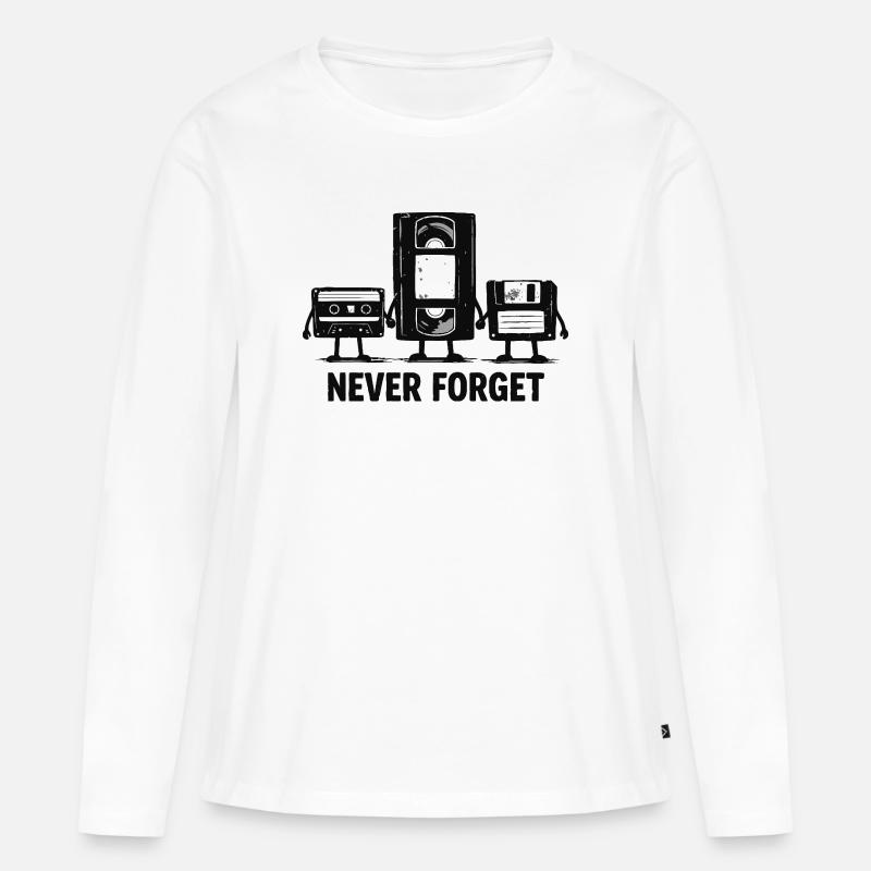 Never Forget Retro Tech - Frauen Premium Bio Langarmshirt - Weiß