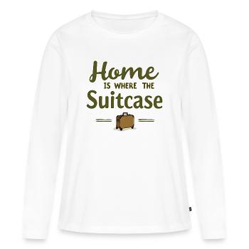 La maison est là où la valise est - T-shirt manches longues Premium bio Femme - blanc - Devant - Julia (174cm)