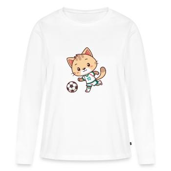 Cat football player number 10 - Women's Premium Organic Long Sleeve Shirt - white - Front - Julia (174cm)