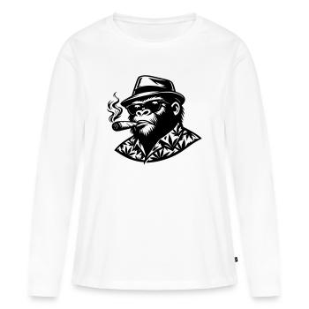 singe smoke - T-shirt manches longues Premium bio Femme - blanc - Devant - Julia (174cm)
