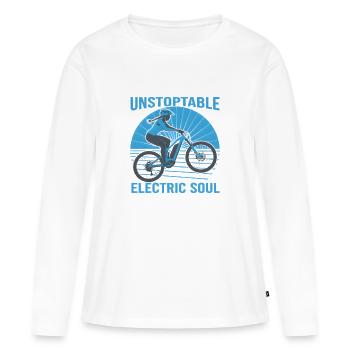 Unstoppable Electric Soul – E-Bike Design - Frauen Premium Bio Langarmshirt - Weiß - Vorne - Julia (174cm)