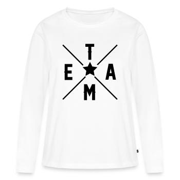 Équipe - T-shirt manches longues Premium bio Femme - blanc - Devant - Julia (174cm)