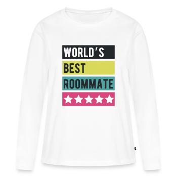 Stars rétro du meilleur colocataire du monde - T-shirt manches longues Premium bio Femme - blanc - Devant - Julia (174cm)