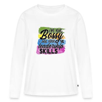 Je ne suis pas un patron, j’ai des compétences en leadership - T-shirt manches longues Premium bio Femme - blanc - Devant - Julia (174cm)