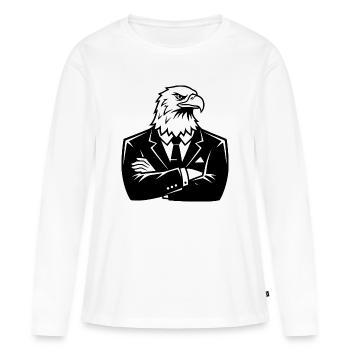 Eagle in a Suit – Leadership Animal Design - T-shirt manches longues Premium bio Femme - blanc - Devant - Julia (174cm)
