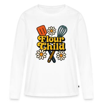 L’Art de la Cuisson Enfant de la Farine - T-shirt manches longues Premium bio Femme - blanc - Devant - Julia (174cm)