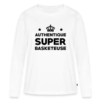Authentischer Superbasketballspieler - Frauen Premium Bio Langarmshirt - Weiß - Vorne - Julia (174cm)