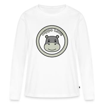 Hippo Love Hippo Logo Badge - T-shirt manches longues Premium bio Femme - blanc - Devant - Julia (174cm)