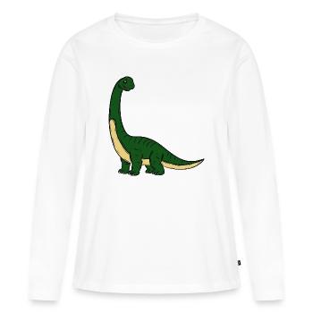  Dino - Frauen Premium Bio Langarmshirt - Weiß - Vorne - Julia (174cm)