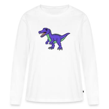 Dino - Frauen Premium Bio Langarmshirt - Weiß - Vorne - Julia (174cm)
