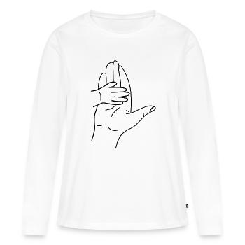 Silhouette de la main dans l’étreinte - T-shirt manches longues Premium bio Femme - blanc - Devant - Julia (174cm)