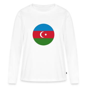 Drapeau rond de l’Azerbaïdjan - T-shirt manches longues Premium bio Femme - blanc - Devant - Julia (174cm)