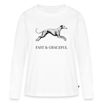 Greyhound Fast & Graceful – Minimalistisches Hundegeschenk - Frauen Premium Bio Langarmshirt - Weiß - Vorne - Julia (174cm)